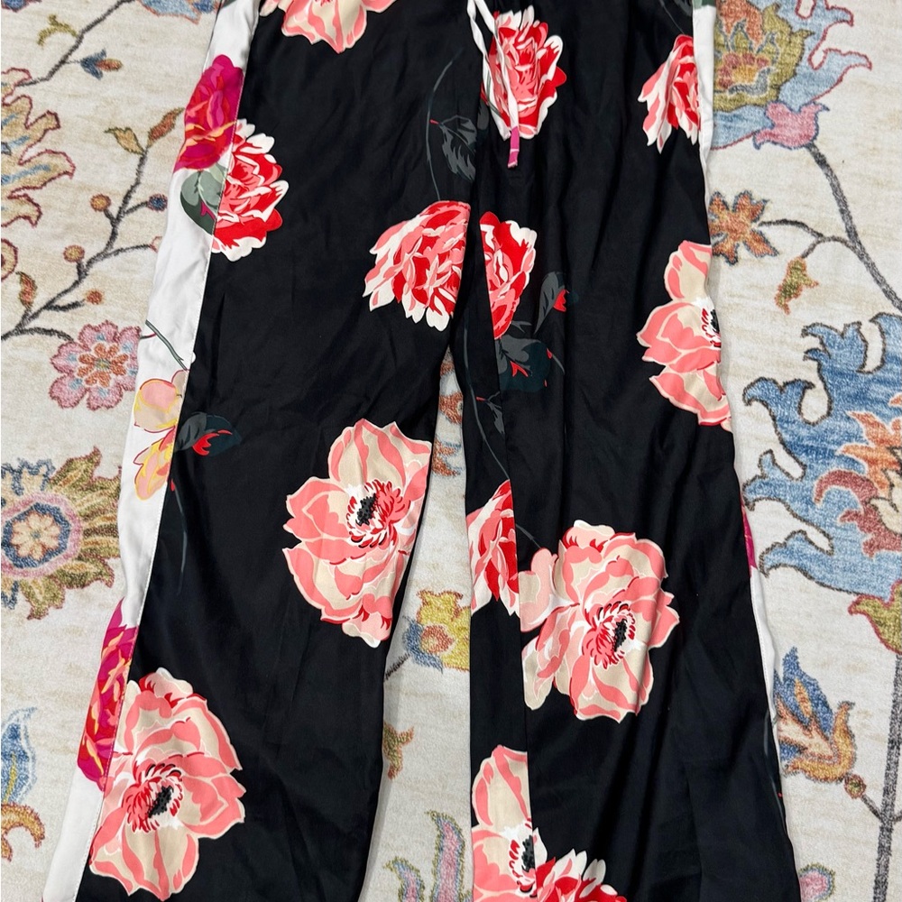 Victoria's Secret Black and Red Floral Pants